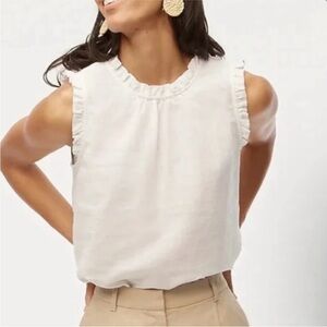 J. Crew Factory Cream Sleeveless Ruffle Blouse